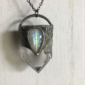 “Avalon” Quartz & Rainbow Moonstone necklace